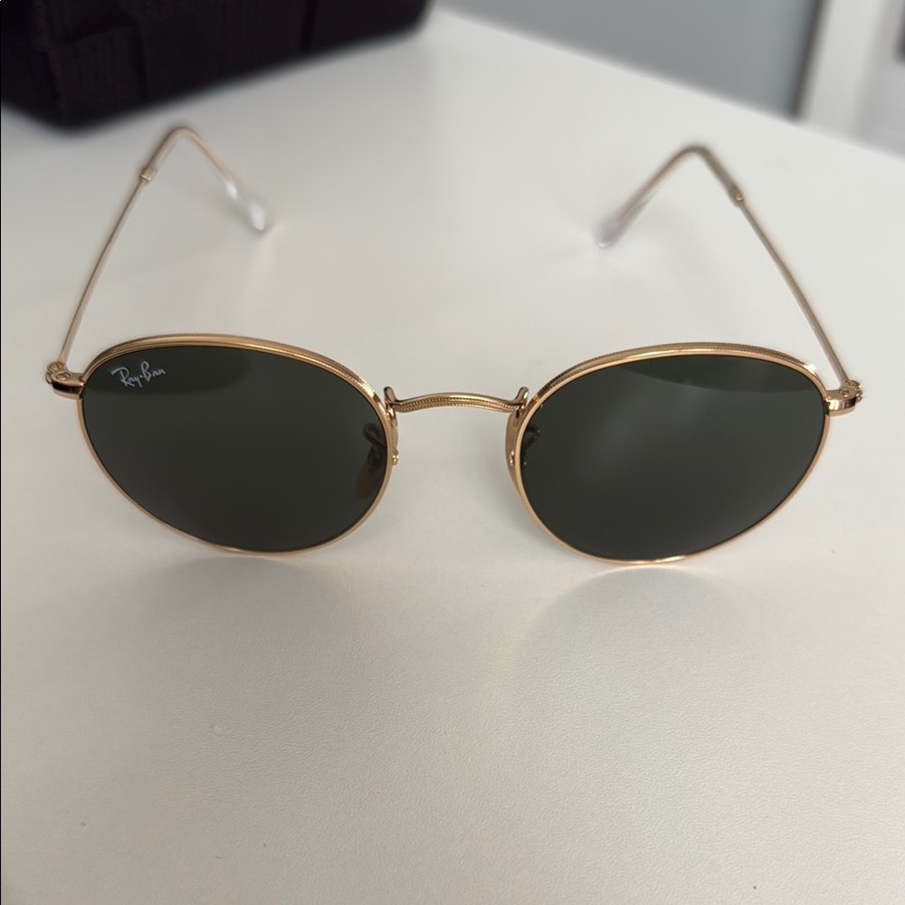 Ray-Ban Gold Frame Sunglasses with Dark Lenses
